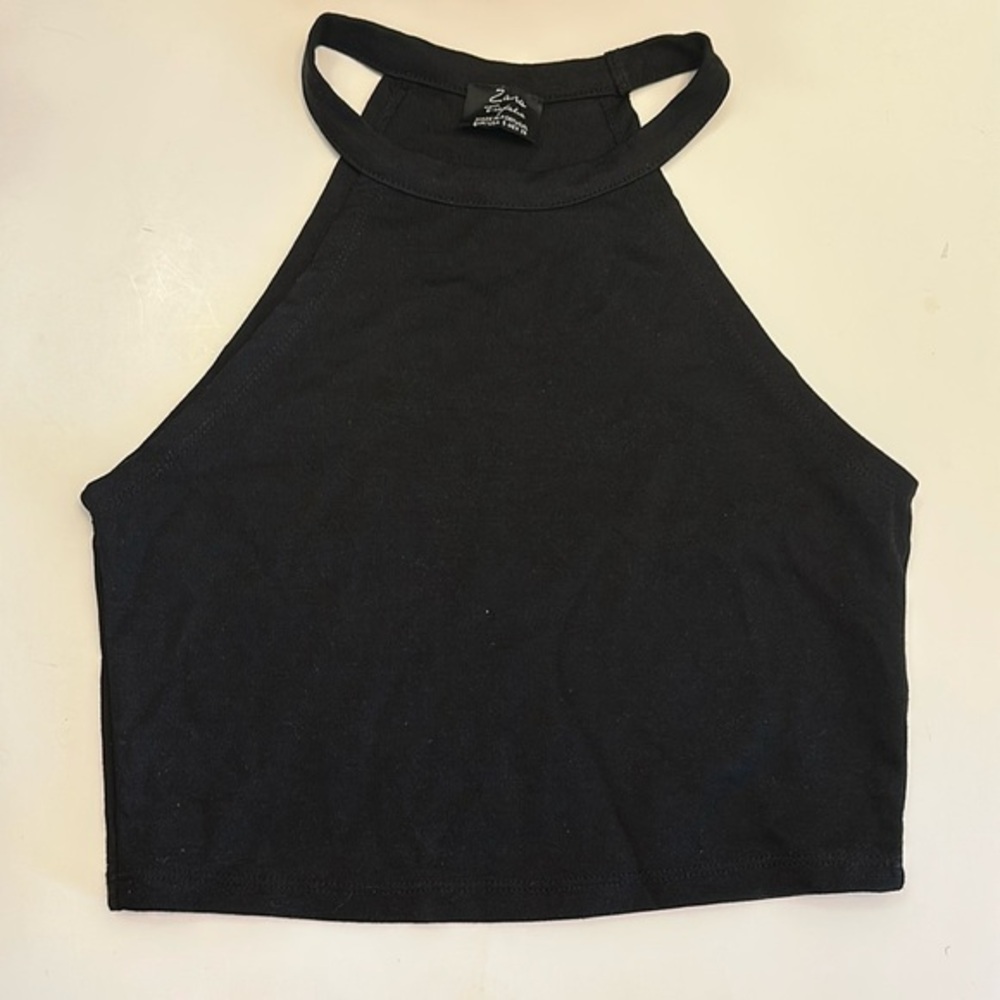 Zara black halter neck crop top Small